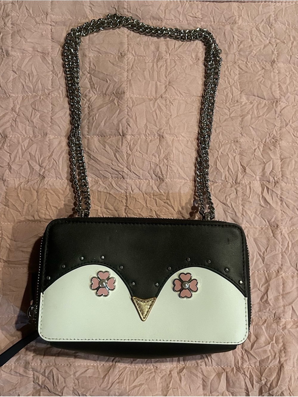 kate spade Black, White & Pink Floral Accent Crossbody and Hand Bag
